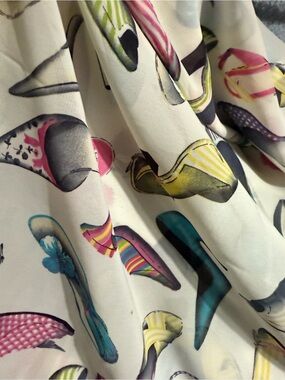 Multicolor High Heel Pattern Home Fabric - Cream Background vintage 2.5 yards